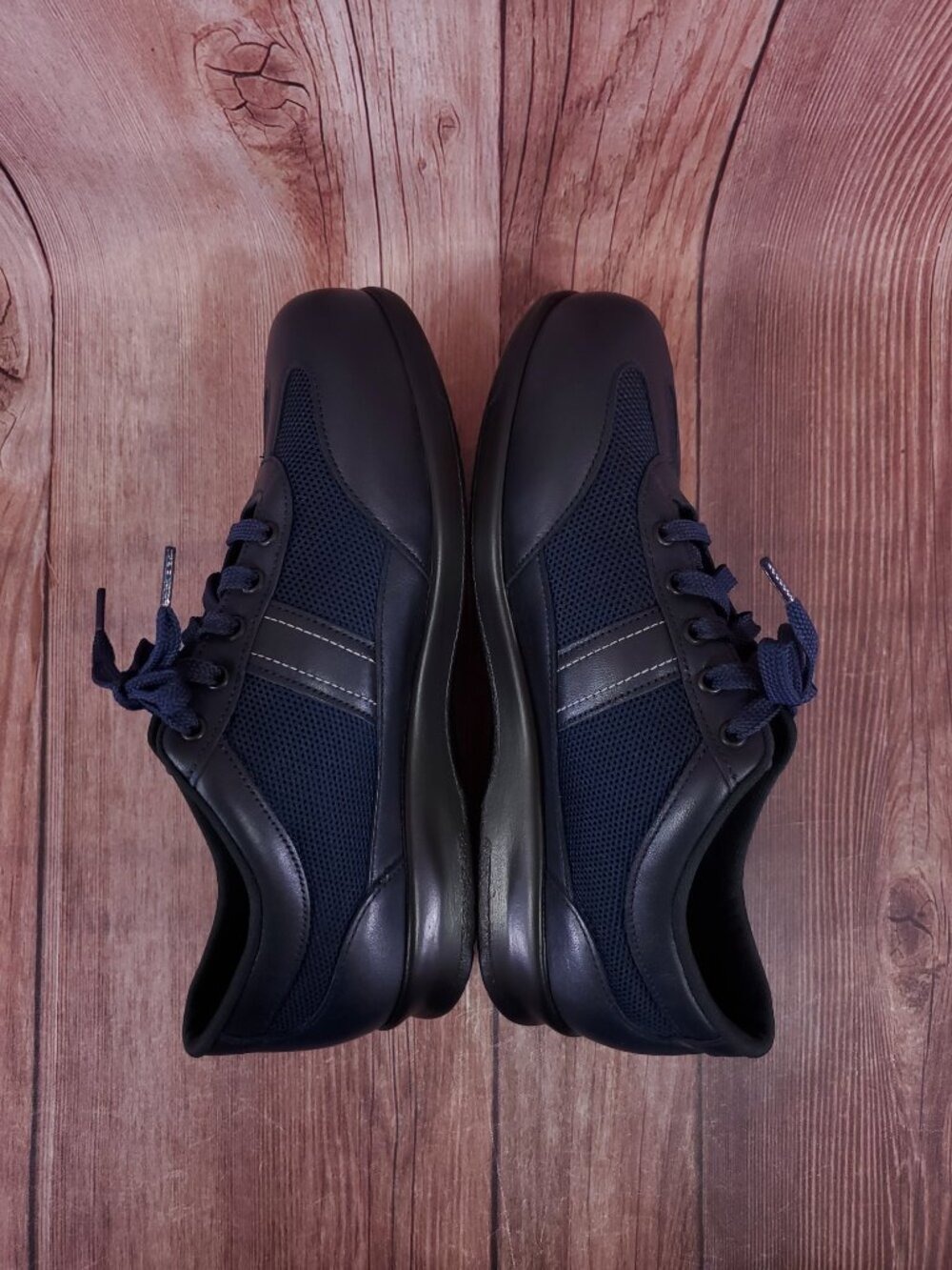SAS FT Mesh Walking Shoes Womens 9.5 WW Leather Sneakers Comfort USA Navy Blue - Picture 10 of 14